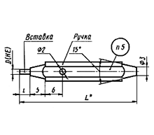 Калибры-пробки гладкие двусторонние с вклеенными вставками диаметром от 0,3 до 0,95 мм ГОСТ 17739-72